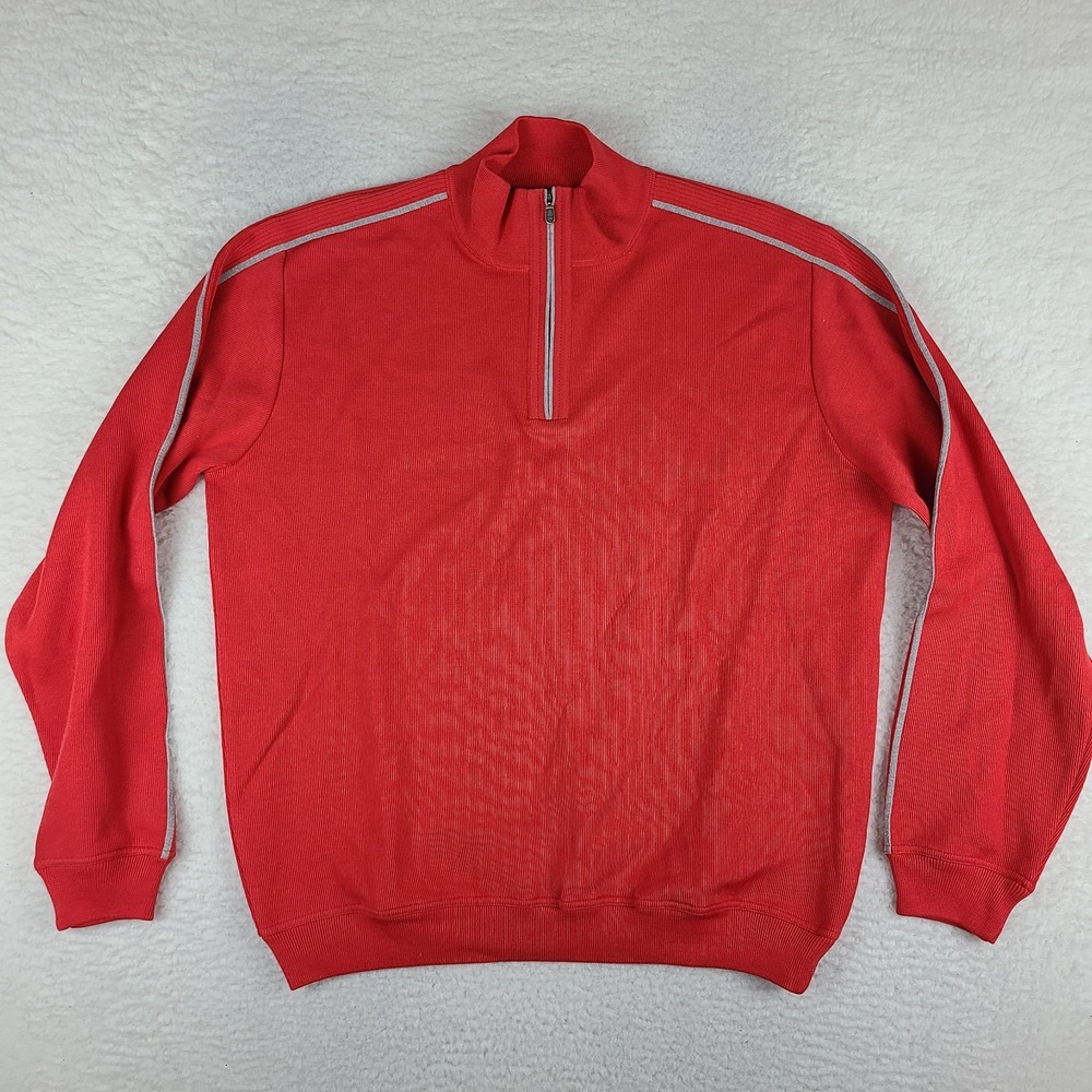 St. Croix Sweater Mens XL Red Knit Quarter Zip Sweatshirt‎ USA MADE